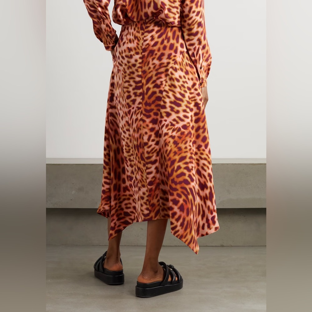 Stella McCartney Cheetah Print Silk Midi Skirt - Picture 2 of 12